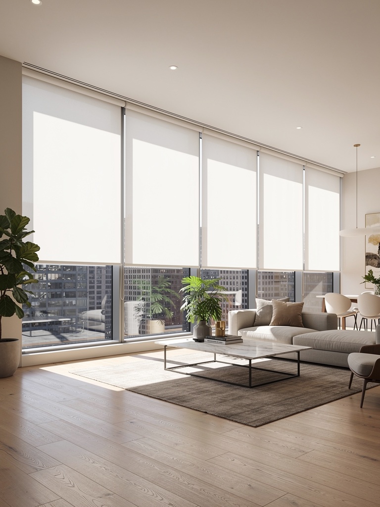 Clean roller shades in a Parker modern home