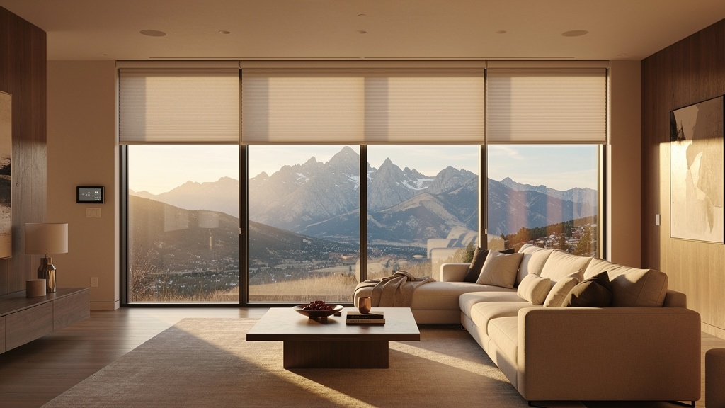 Elegant interior with premium motorized window shades — Peak Light Studio Denver