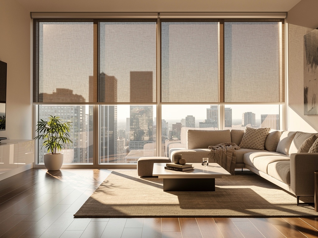 Solar shades filtering glare while preserving the view